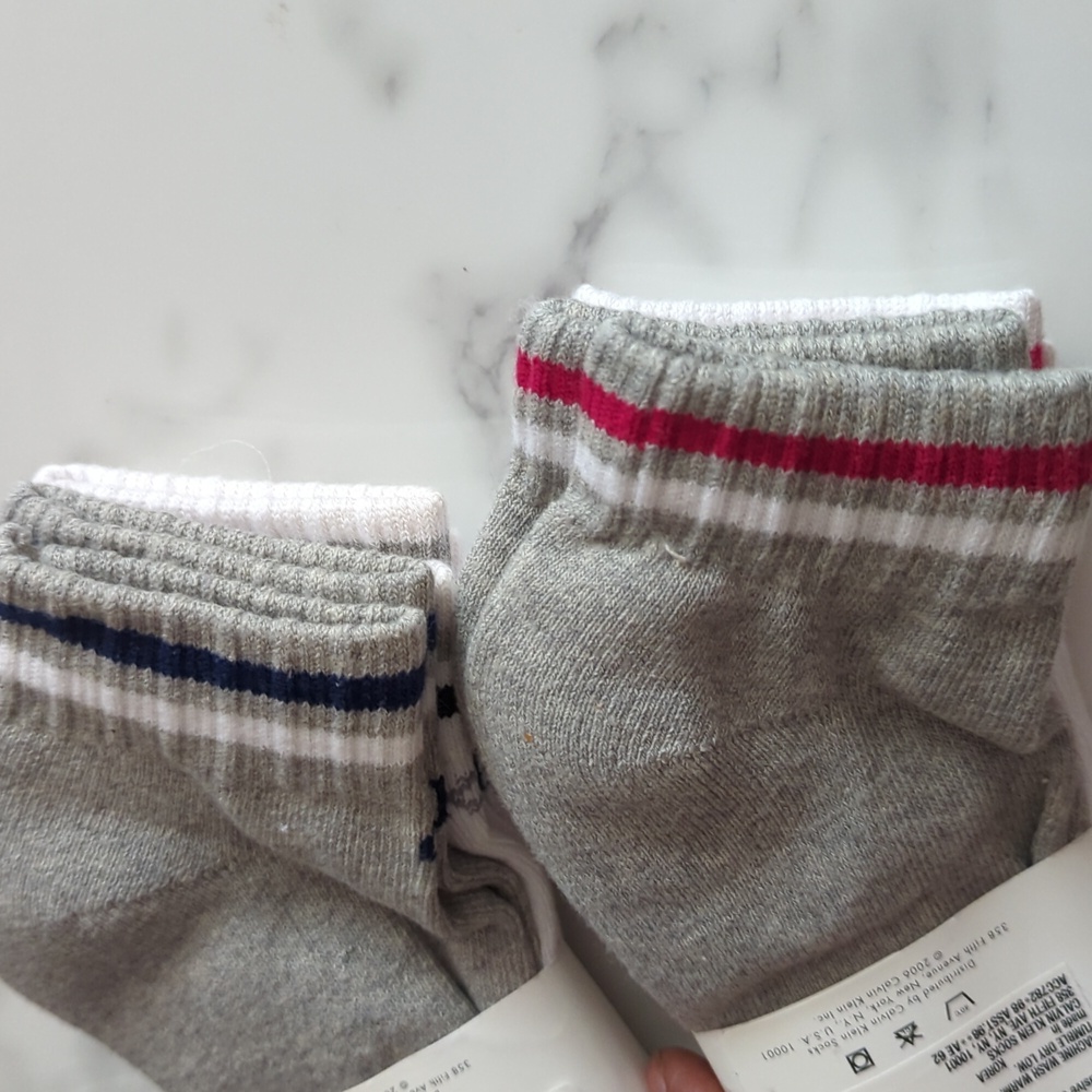Calvin Klein White Ankle Socks with Pink and Blue Accents - Picture 4 of 5